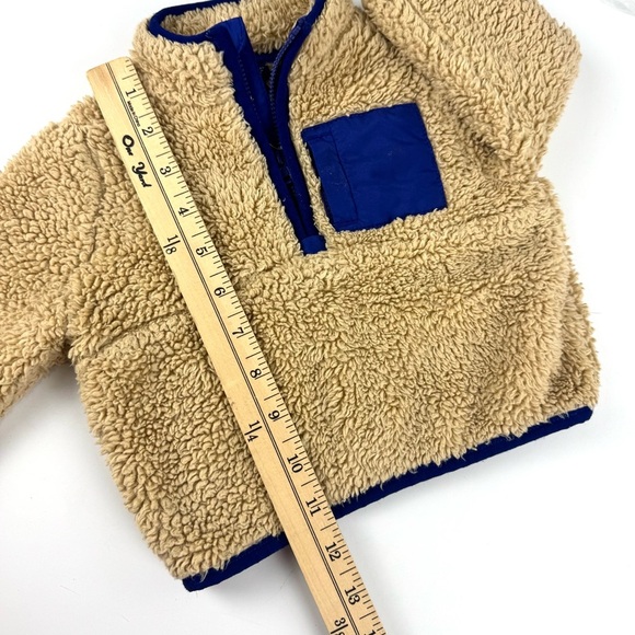 Janie & Jack Baby Sz 6-12 Months Cozy Tan 1/4 Zip Sherpa Pullover Fleece Jacket - Picture 7 of 8